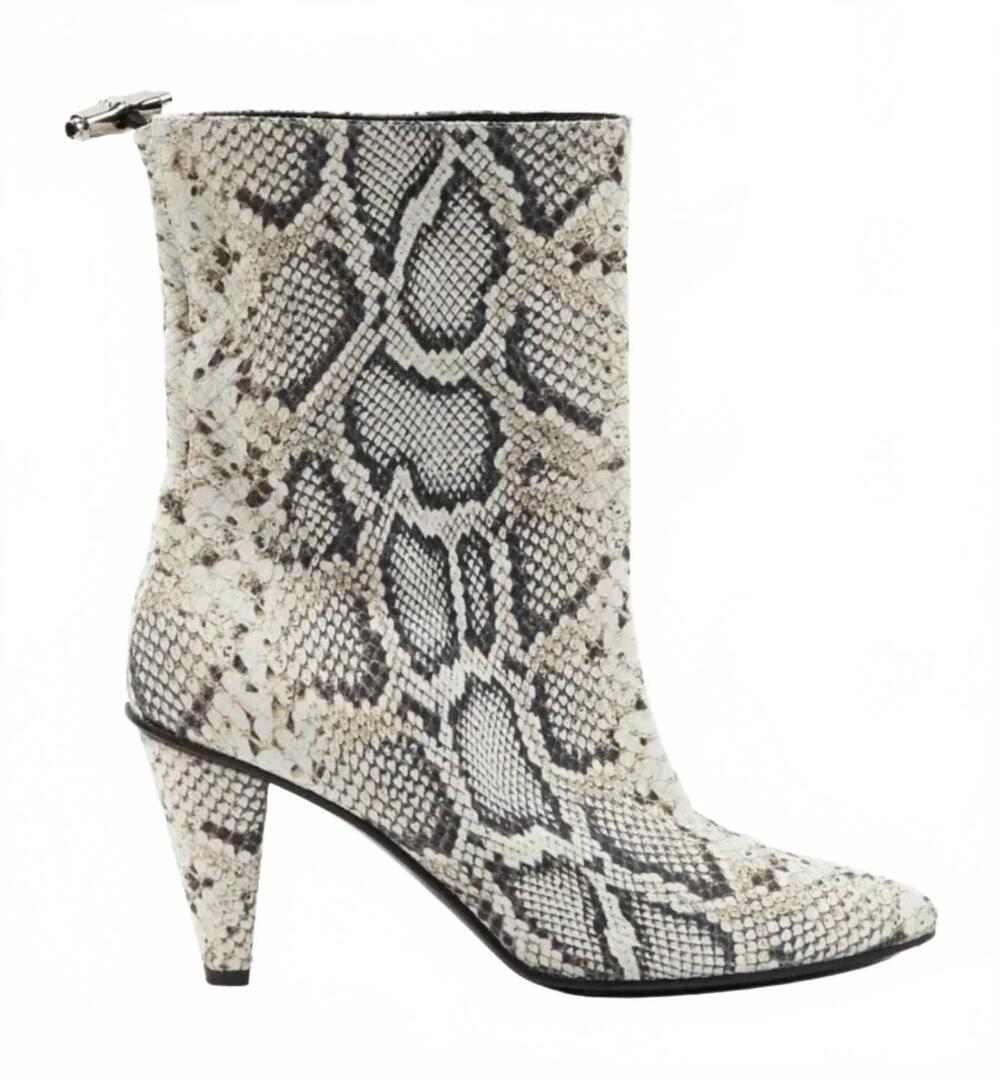NEW LONGCHAMP women's python print leather ankle boots in multi